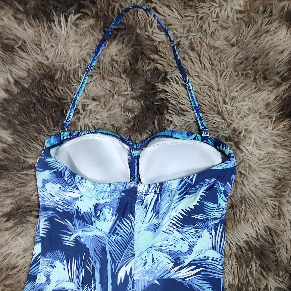 Jantzen Classics Blue Tropical Halter One Piece 8 - Picture 6 of 11